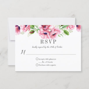 Watercolor Rosa Poppies Greenery OSA Kort