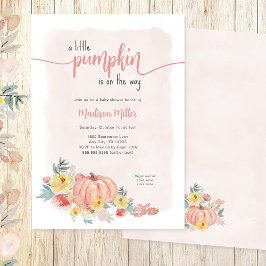 Watercolor rosa Pumpkin Girl Baby dusch Inbjudningar