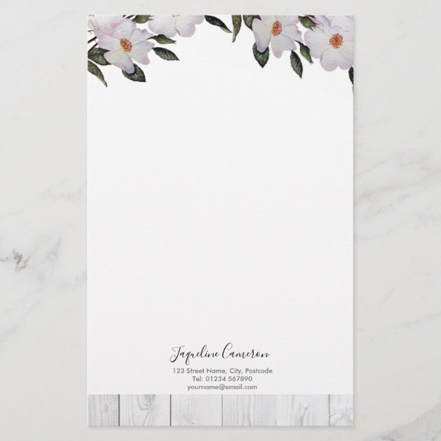 Watercolor Rosa ros Ballerina Illustration Brevpapper (Framsida)