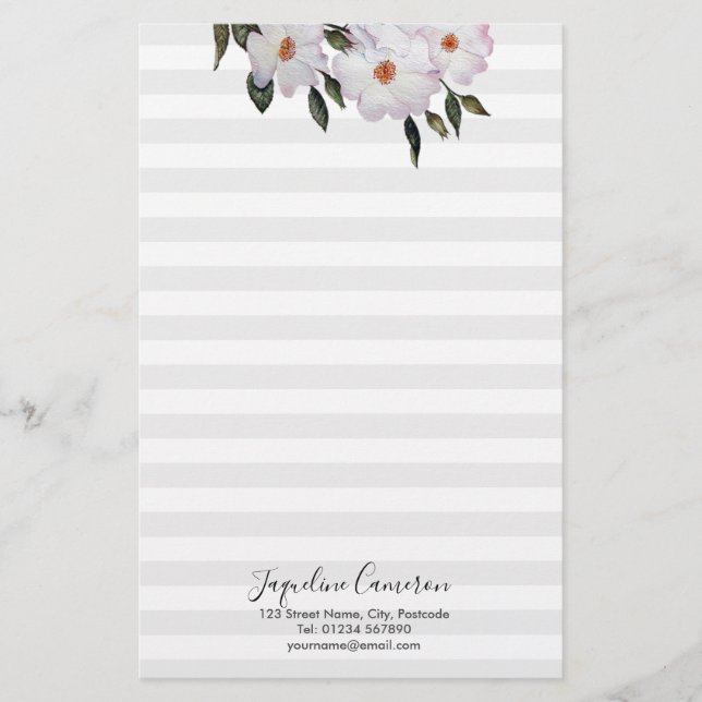 Watercolor Rosa ros Ballerina Illustration Brevpapper (Framsida)