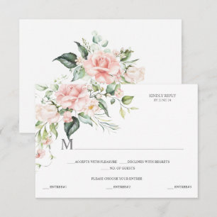 Watercolor Rosa ros Eucalyptus Botanical OSA Kort