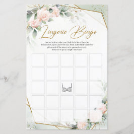 Watercolor rosa ros greenery guld Lingerie Bingo