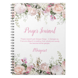 Watercolor Rosa ros och Greenery Prayer Journal Anteckningsbok