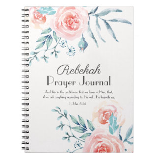 Watercolor Rosa ros Prayer Journal Anteckningsbok