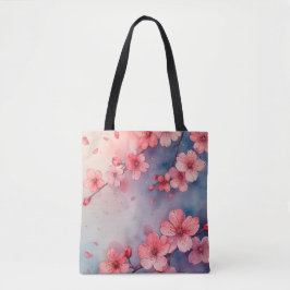 Watercolor Rosa Sakura Delight Tote Tygkasse