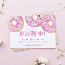 Watercolor Rosa Sprinkle Donuts Baby Sprinkle Inbjudningar