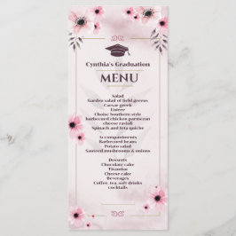 Watercolor Rosa Studenten Dinner Menu Invit Meny