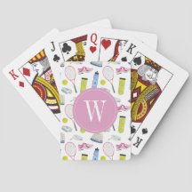 Watercolor Rosa Tennis Mönster Monogram