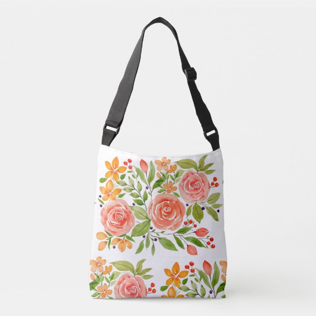 Watercolor Rose Bouquet Bag Axelväska (Framsida)