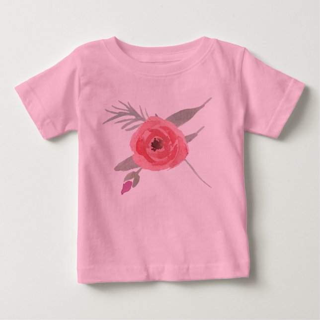 Watercolor rose t-shirt (Framsida)