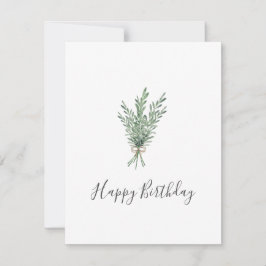 Watercolor Rosemary Bouquet med Jute Bow Kort
