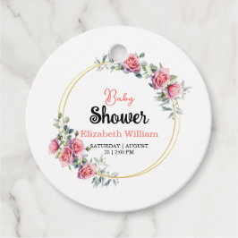 Watercolor Roses & Eucalyptus Baby Shower Gåvor Etiketter