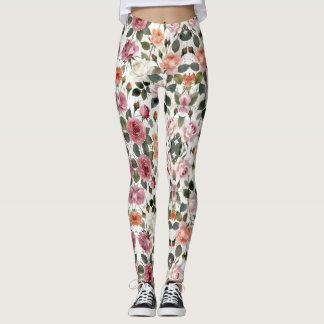 Watercolor Roses with a Soft Romantic Glow Leggings