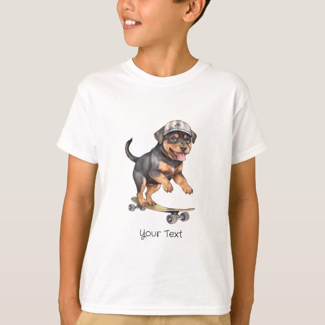 Watercolor Rottweiler Boy T-Shirt (Framsida)
