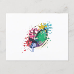 Watercolor rugby boll vykort