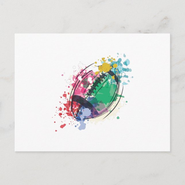 Watercolor rugby boll vykort (Framsida)