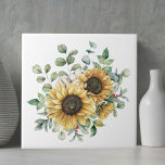 Watercolor Rustic Autumn Solros Bouquet Kakelplatta<br><div class="desc">Vi presenterar vår vattenfärg Rustic Autumn Solros Bouquet keramisk panel! Anpassa med ditt namn så att du får en rejäl kontakt till din hemdekanter.</div>