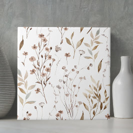 Watercolor Rustic Brown Winter Blommigt Botanical Kakelplatta