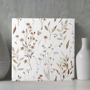 Watercolor Rustic Brown Winter Blommigt Botanical Kakelplatta