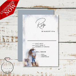 Watercolor Rustic Cowboy Bröllop OSA Kort