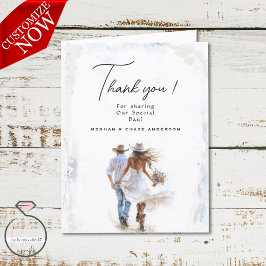 Watercolor Rustic Cowboy Bröllop Tack Kort