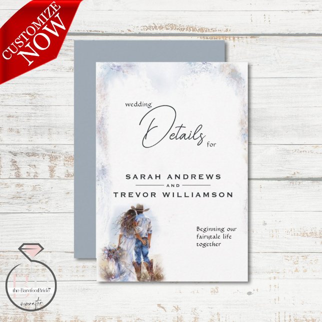 Watercolor Rustic Cowboy Bröllop Tilläggskort (Skapare uppladdad)