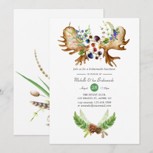 Watercolor Rustic Forest Bridesmaids Luncheon Inbjudningar