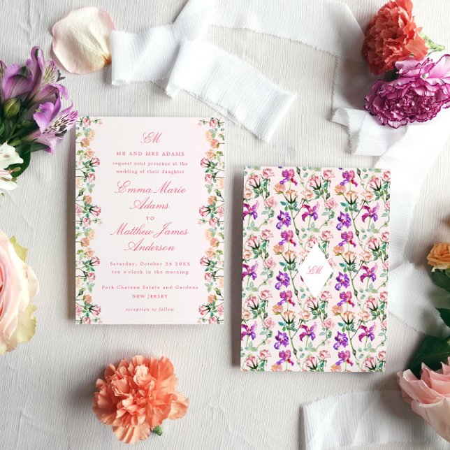 Watercolor Rustic Garden Boho Chic Bröllop Inbjudningar (Skapare uppladdad)