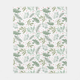 Watercolor Rustic Gräs Forest Berry Garland Fleecefilt