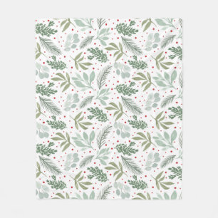 Watercolor Rustic Gräs Forest Berry Garland Fleecefilt