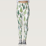 Watercolor Rustic Gräs Träd Winter Forest   Leggings<br><div class="desc">Vattentärgad vinterskogssmärta träd mönster</div>
