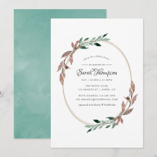 Watercolor Rustic Greenery Winter Möhippa Inbjudningar