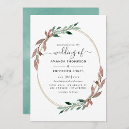 Watercolor Rustic Greenery Winter Wedding Inbjudningar