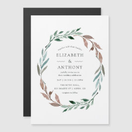 Watercolor Rustic Greenery Winter Wedding Magnetisk Inbjudningskort