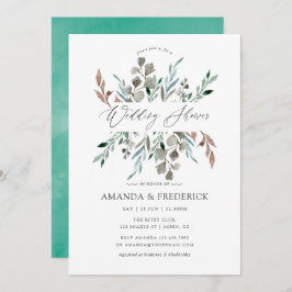 Watercolor Rustic Greenery Winter Wedwer Shower Inbjudningar