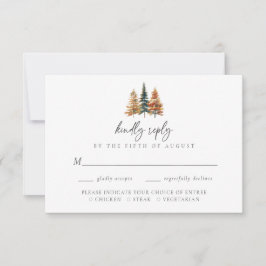 Watercolor Rustic Mountain Pine Forest Wedding OSA Kort