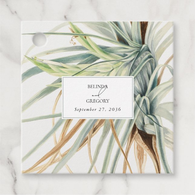 Watercolor Rustic Neutralt Boho Botanical Bröllop Gåvor Etiketter (Framsida)