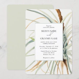 Watercolor Rustic Neutralt Boho Botanical Bröllop Inbjudningar