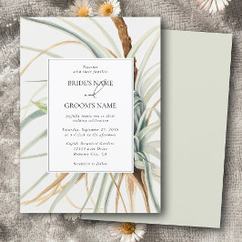 Watercolor Rustic Neutralt Boho Botanical Bröllop Inbjudningar