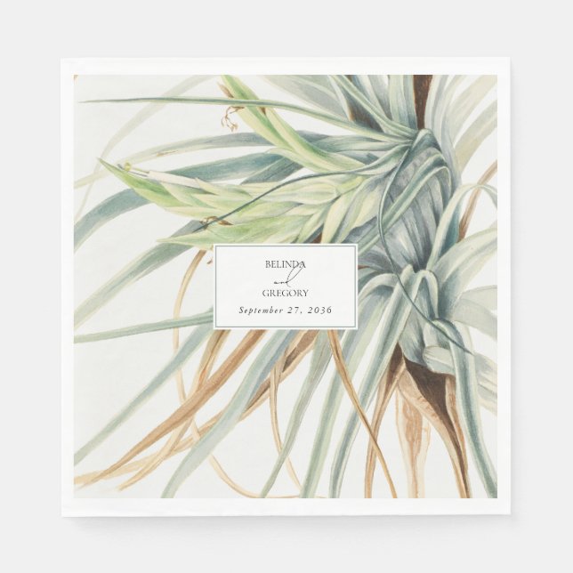 Watercolor Rustic Neutralt Boho Botanical Bröllop Pappersservett (Framsidan)