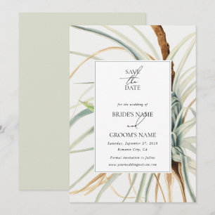 Watercolor Rustic Neutralt Boho Botanical Bröllop Spara Datumet