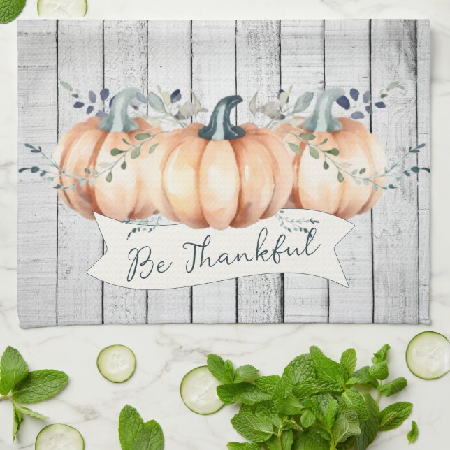 Watercolor Rustic Pumpkins Kökshandduk (Vikta)