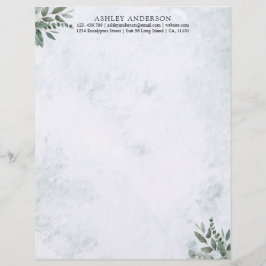 Watercolor Rustic Sage Greenery Löv Brevhuvud