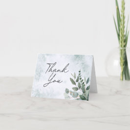 Watercolor Rustic Sage Greenery Löv Tack Kort