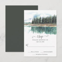 Watercolor Rustic Sjö | Mountain Sjö Bröllop OSA Kort