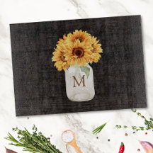 Watercolor Rustic Solros Bouquet i Mason Burk