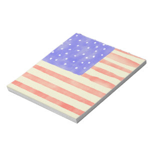 Watercolor rustic USA American flagga Anteckningsblock