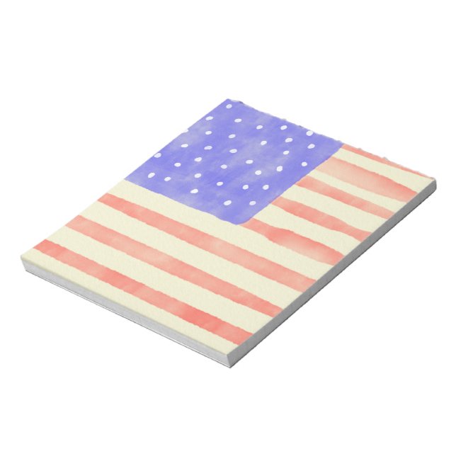 Watercolor rustic USA American flagga Anteckningsblock (Roterad)