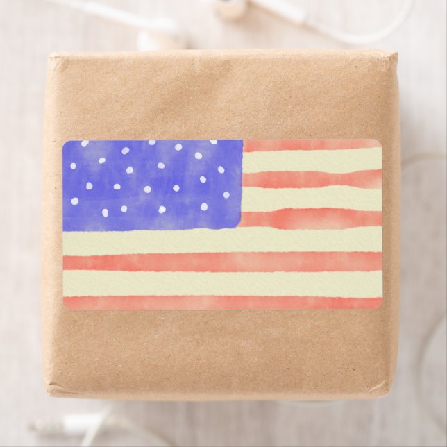 Watercolor rustic USA American flagga Fraktsedel (Insitu)