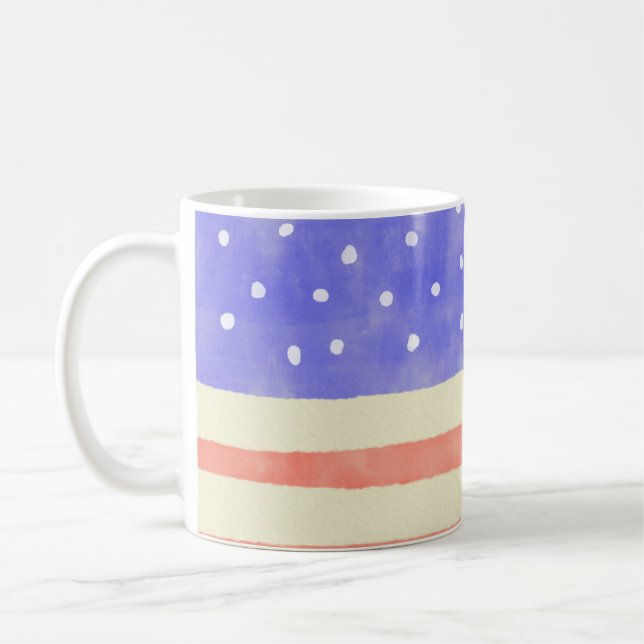 Watercolor rustic USA American flagga Kaffemugg (Vänster)